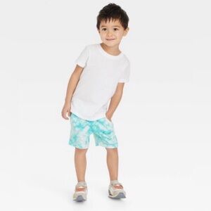 Cat & Jack Toddler Boys Aqua Tie-Dye Shorts – Pull-On Comfy Summer Bottoms 2T